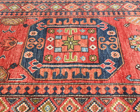 13 Ft Rusty Red Ersari Afghan Hand Knotted Veg Dye Wool Runner Rug